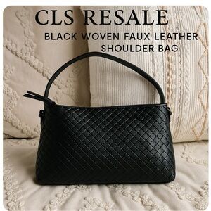 Elegant Black Woven Shoulder Bag